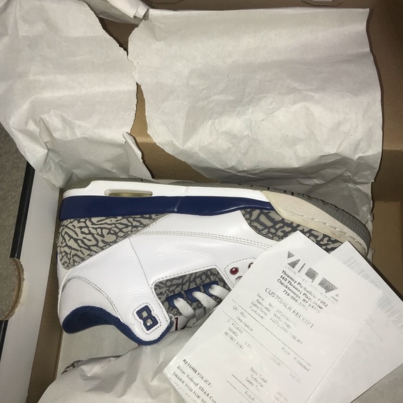 Nike Air Jordan 3 Retro OG True Blue 2016 Size 5.5Y WITH OG BOX AND RECEIPT - Picture 7 of 7
